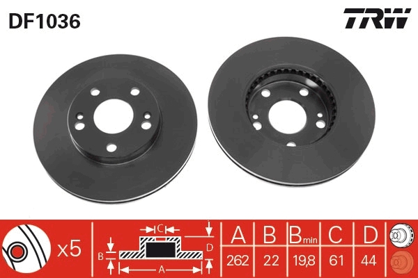 TRW DF1036 Brake Disc for...