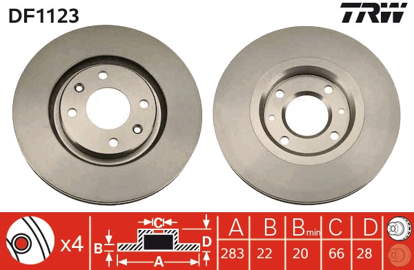 TRW DF1123 Brake Disc for...
