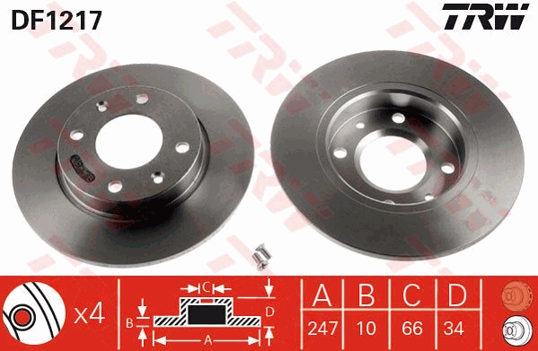 TRW DF1217 Brake Disc for...