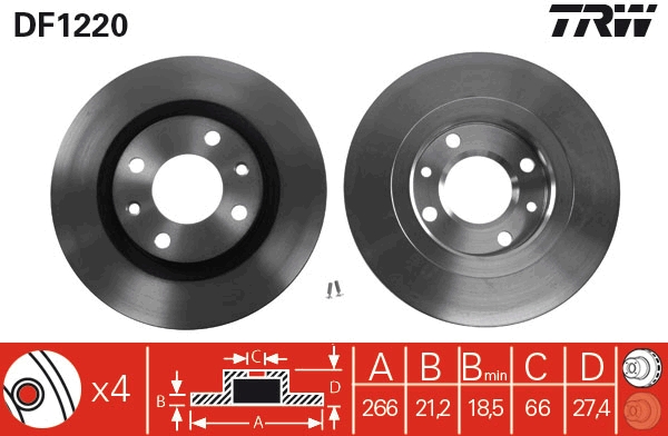 TRW DF1220 Brake Disc for...