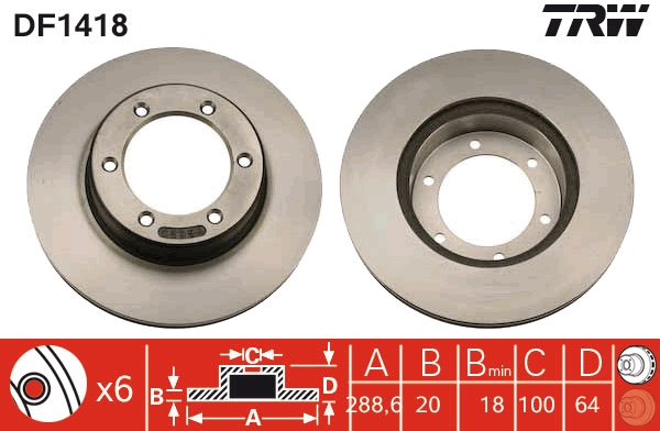 TRW DF1418 Brake Disc for...