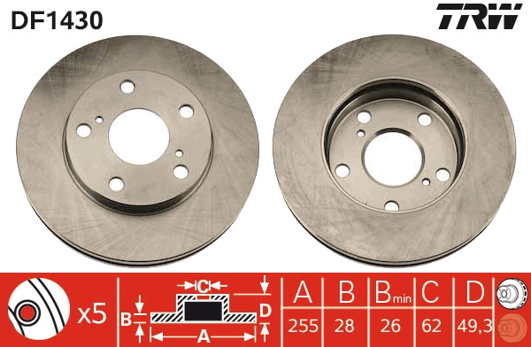 TRW DF1430 Brake Disc for...