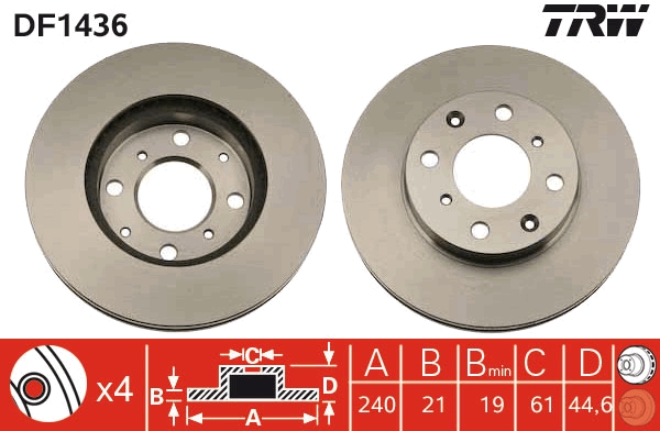 TRW DF1436 Brake Disc for...