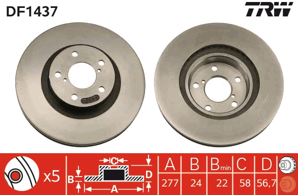 TRW DF1437 Brake Disc for...