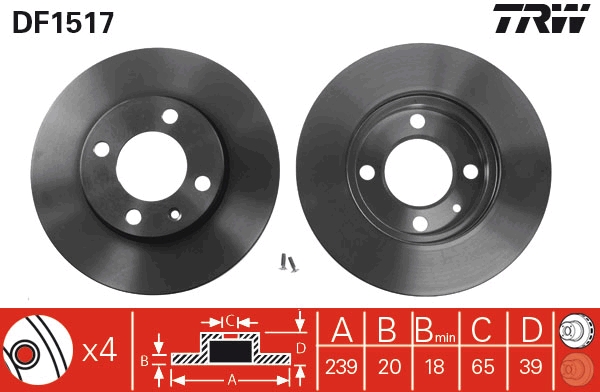 TRW DF1517 Brake Disc for...