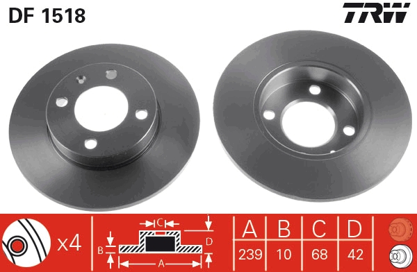 TRW DF1518 Brake Disc for...