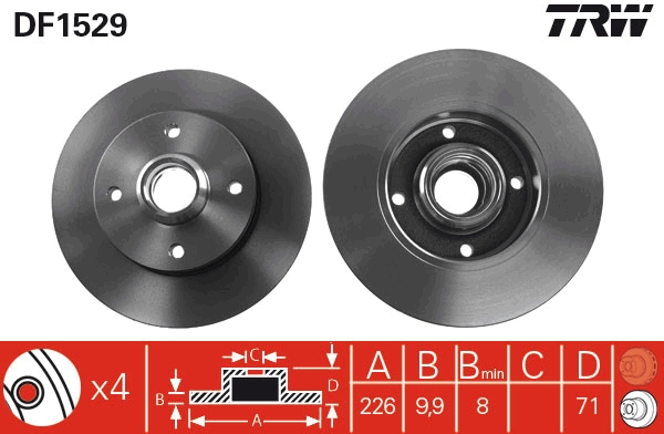 TRW DF1529 Brake Disc for...