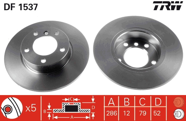 TRW DF1537 Brake Disc for BMW