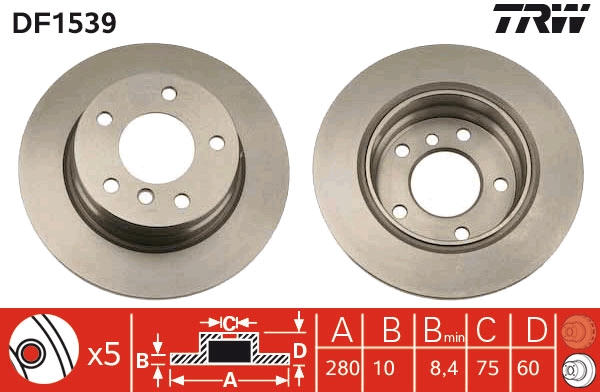 TRW DF1539 Brake Disc for BMW