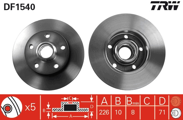 TRW DF1540 Brake Disc for...