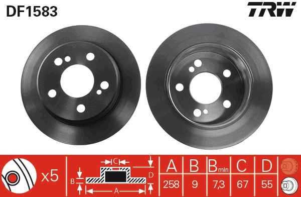 TRW DF1583 Brake Disc for...