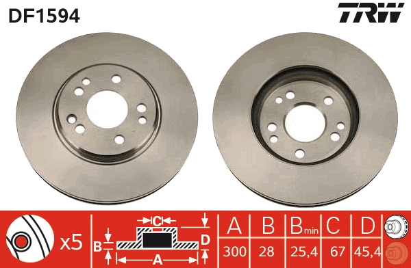 TRW DF1594 Brake Disc for...