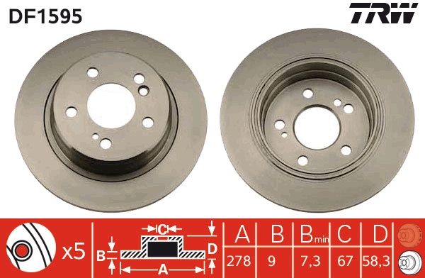 TRW DF1595 Brake Disc for...
