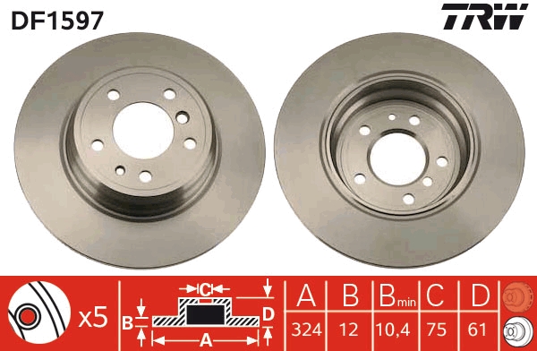 TRW DF1597 Brake Disc for BMW
