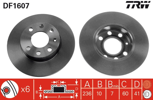 TRW DF1607 Brake Disc for...