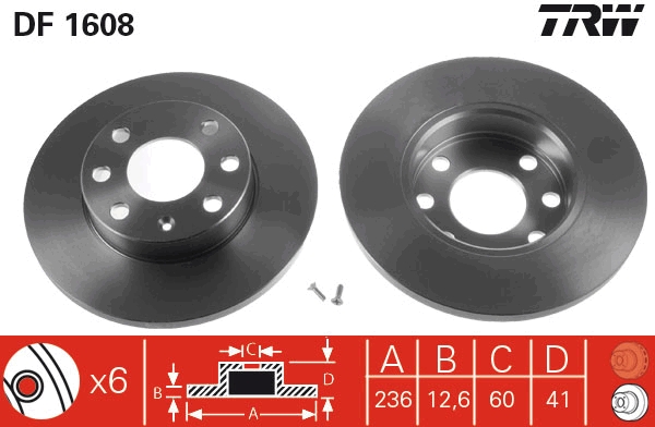 TRW DF1608 Brake Disc for...