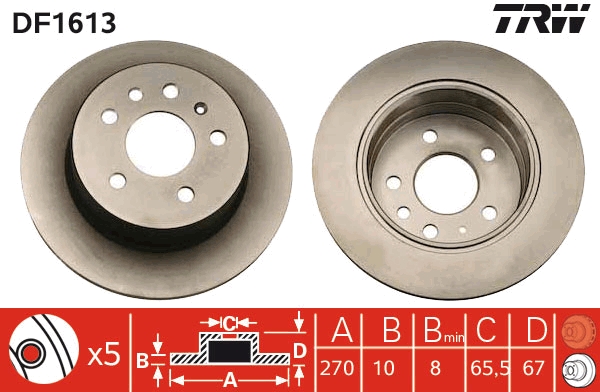 TRW DF1613 Brake Disc for...