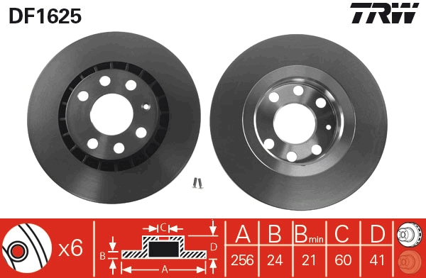 TRW DF1625 Brake Disc for...
