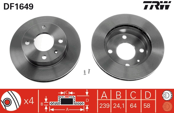 TRW DF1649 Brake Disc for...