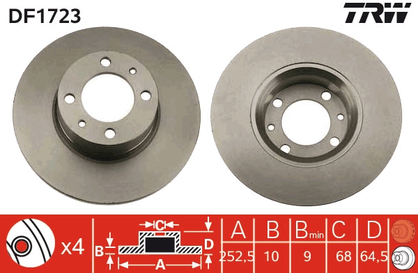 TRW DF1723 Brake Disc for LADA