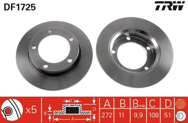 TRW DF1725 Brake Disc for...
