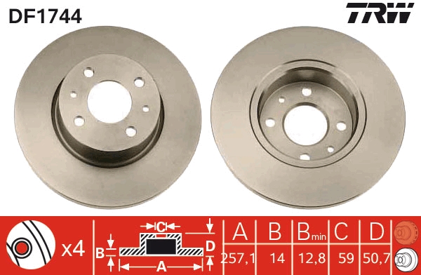 TRW DF1744 Brake Disc for...