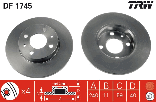 TRW DF1745 Brake Disc for...