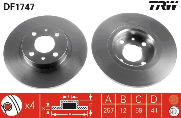 TRW DF1747 Brake Disc for...
