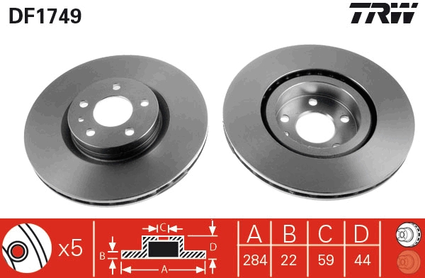 TRW DF1749 Brake Disc for...