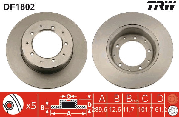 TRW DF1802 Brake Disc for...
