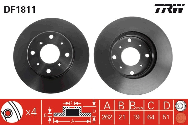 TRW DF1811 Brake Disc for...