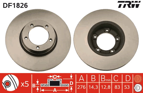 TRW DF1826 Brake Disc for LDV