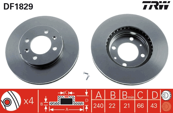 TRW DF1829 Brake Disc for...