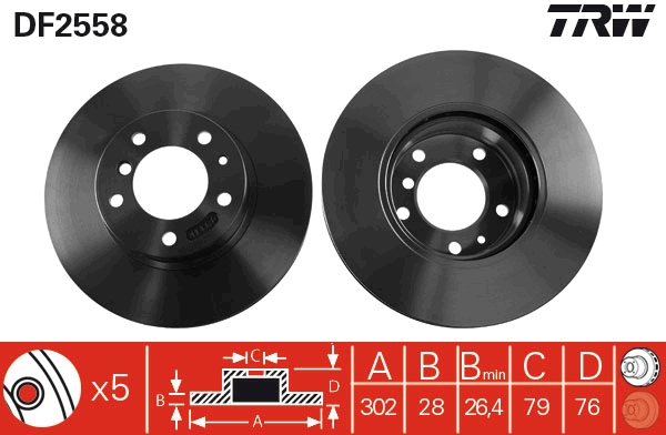 TRW DF2558 Brake Disc for BMW