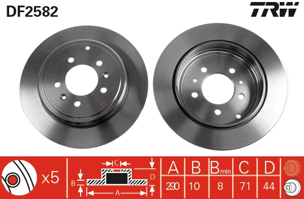 TRW DF2582 Brake Disc for...