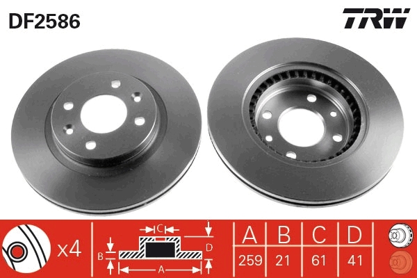 TRW DF2586 Brake Disc for...