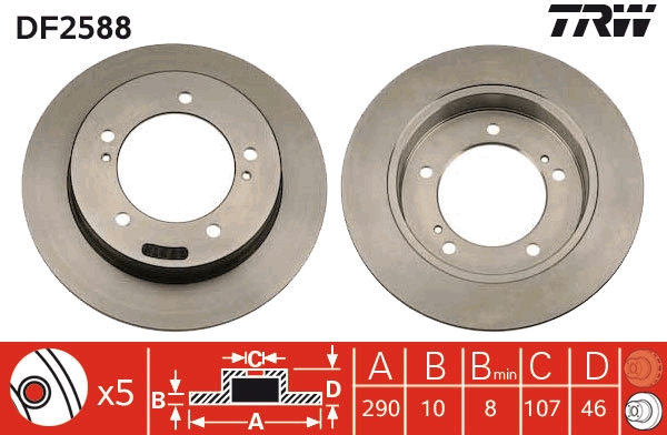 TRW DF2588 Brake Disc for...