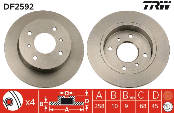TRW DF2592 Brake Disc for...