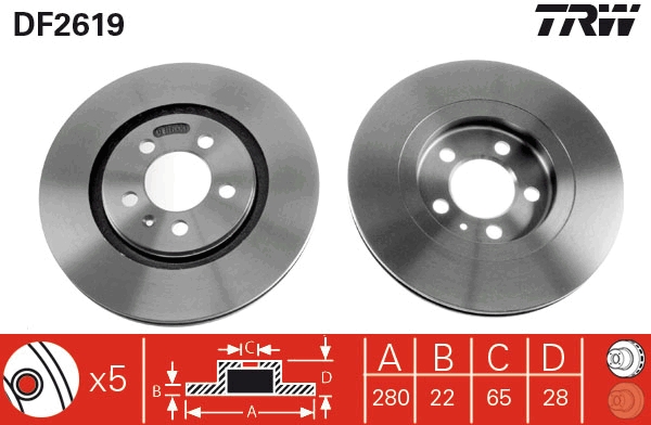 TRW DF2619 Brake Disc for...