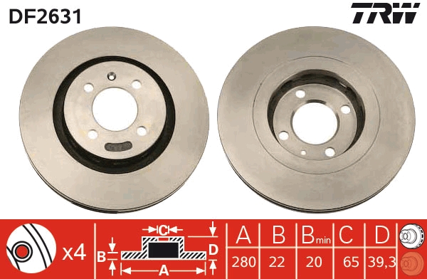 TRW DF2631 Brake Disc for...