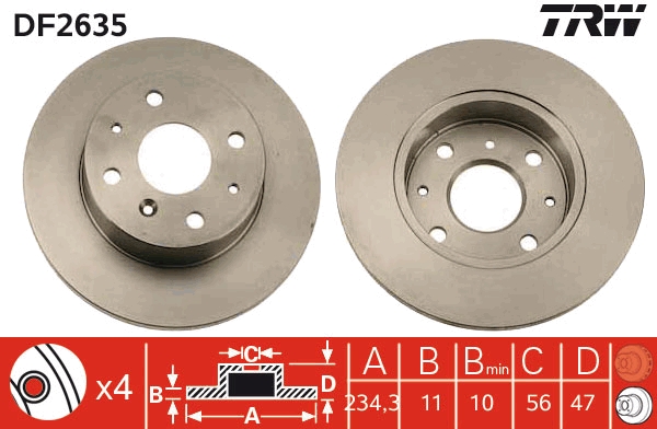 TRW DF2635 Brake Disc for...