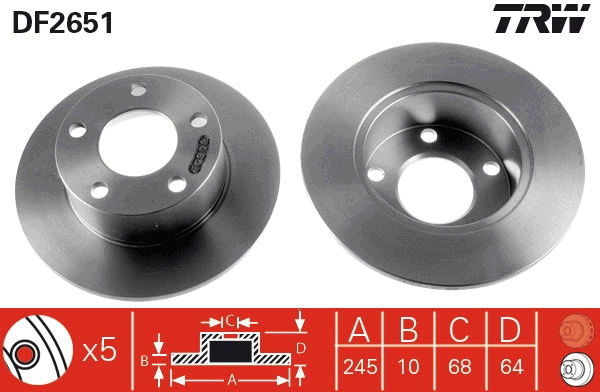 TRW DF2651 Brake Disc for...