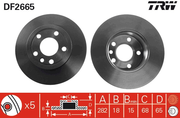 TRW DF2665 Brake Disc for VW