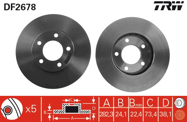 TRW DF2678 Brake Disc for...