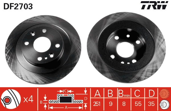 TRW DF2703 Brake Disc for...