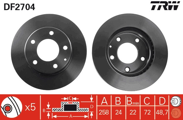 TRW DF2704 Brake Disc for...