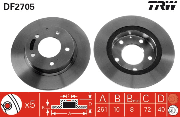 TRW DF2705 Brake Disc for...