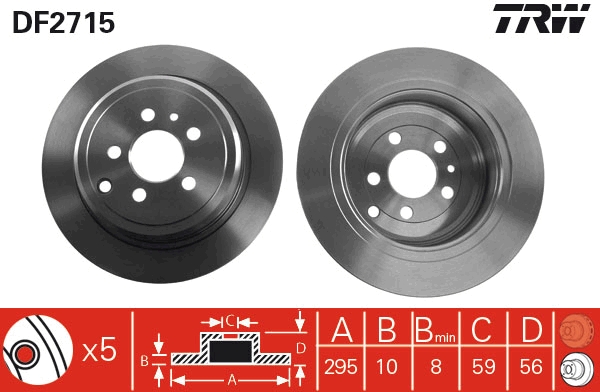 TRW DF2715 Brake Disc for...