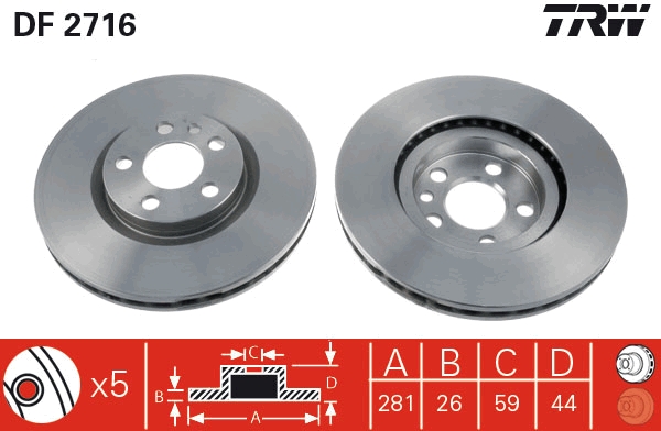 TRW DF2716 Brake Disc for...