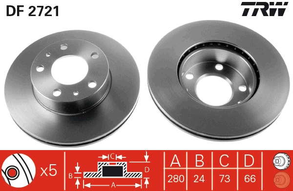 TRW DF2721 Brake Disc for...